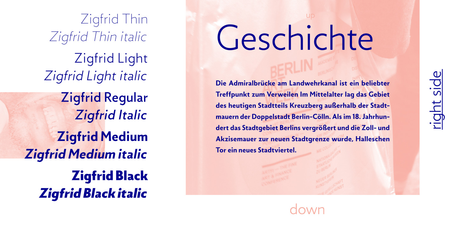 Пример шрифта Zigfrid Light italic